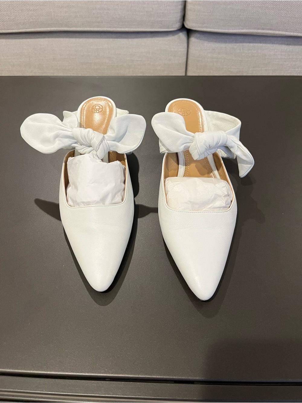 The Row White Leather Coco mule